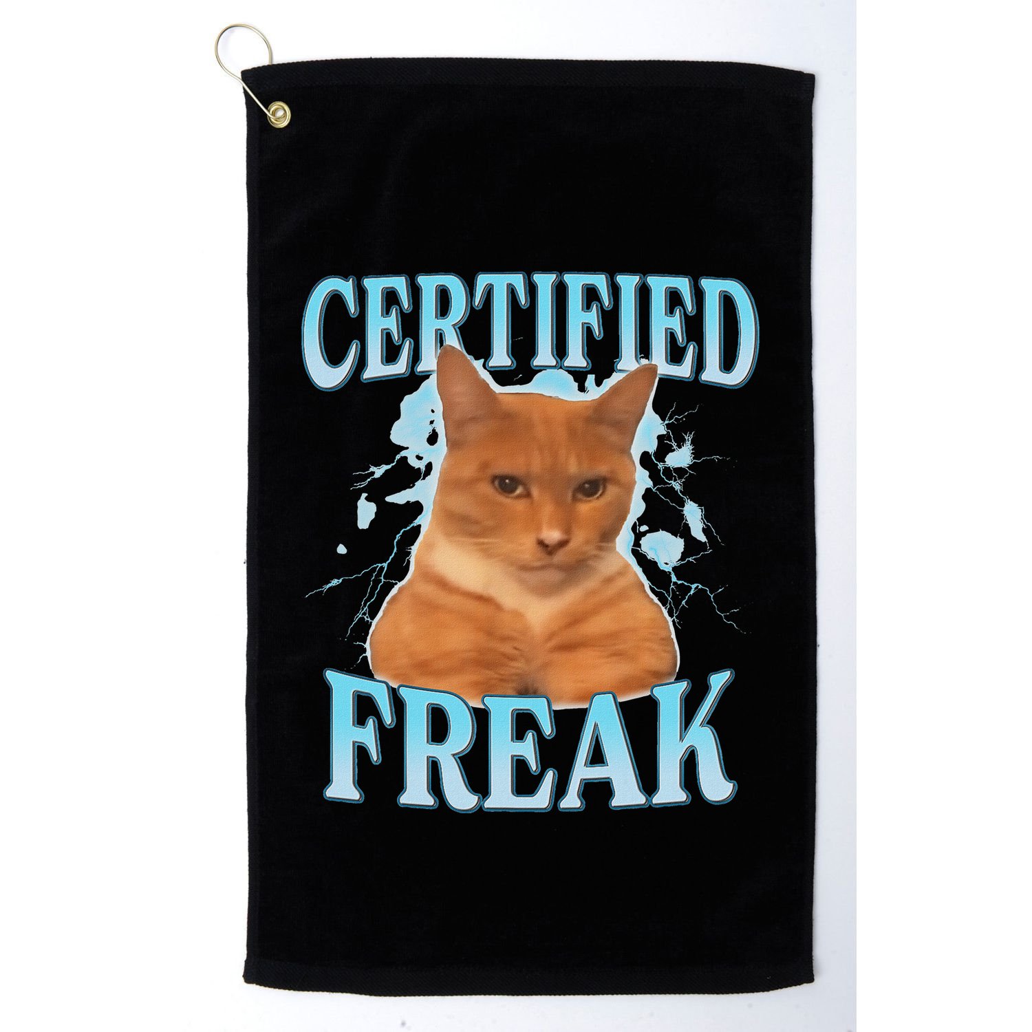 Certified Freak Eat Cement Cursed Cat Golf Towel