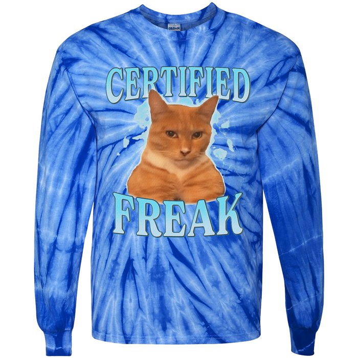 Certified Freak Eat Cement Cursed Cat Tie-Dye Long Sleeve Shirt