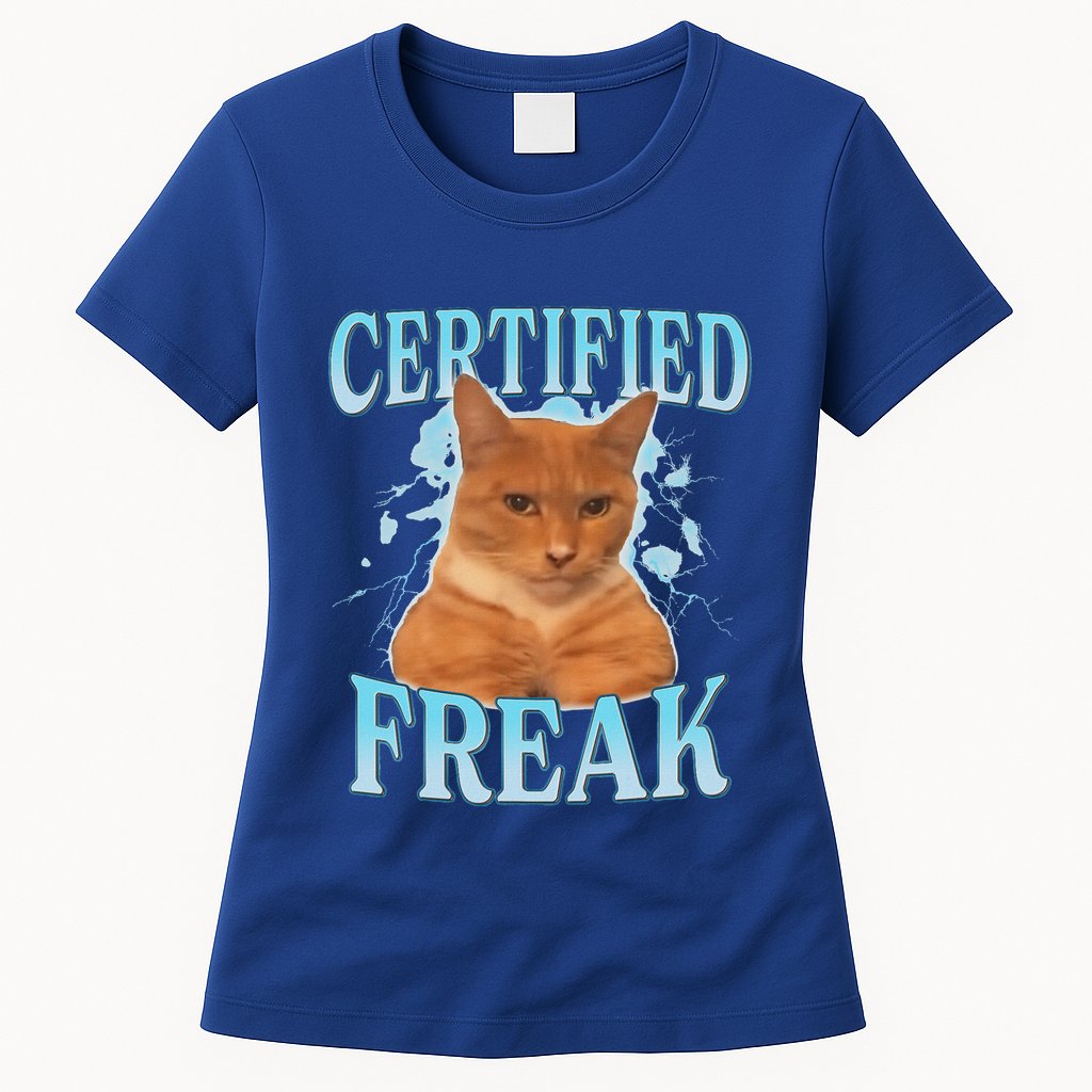 Certified Freak Eat Cement Cursed Cat Womens T-Shirt