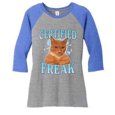 Certified Freak Eat Cement Cursed Cat Women's Tri-Blend 3/4-Sleeve Raglan Shirt