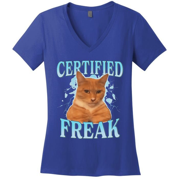 Certified Freak Eat Cement Cursed Cat Women's V-Neck T-Shirt