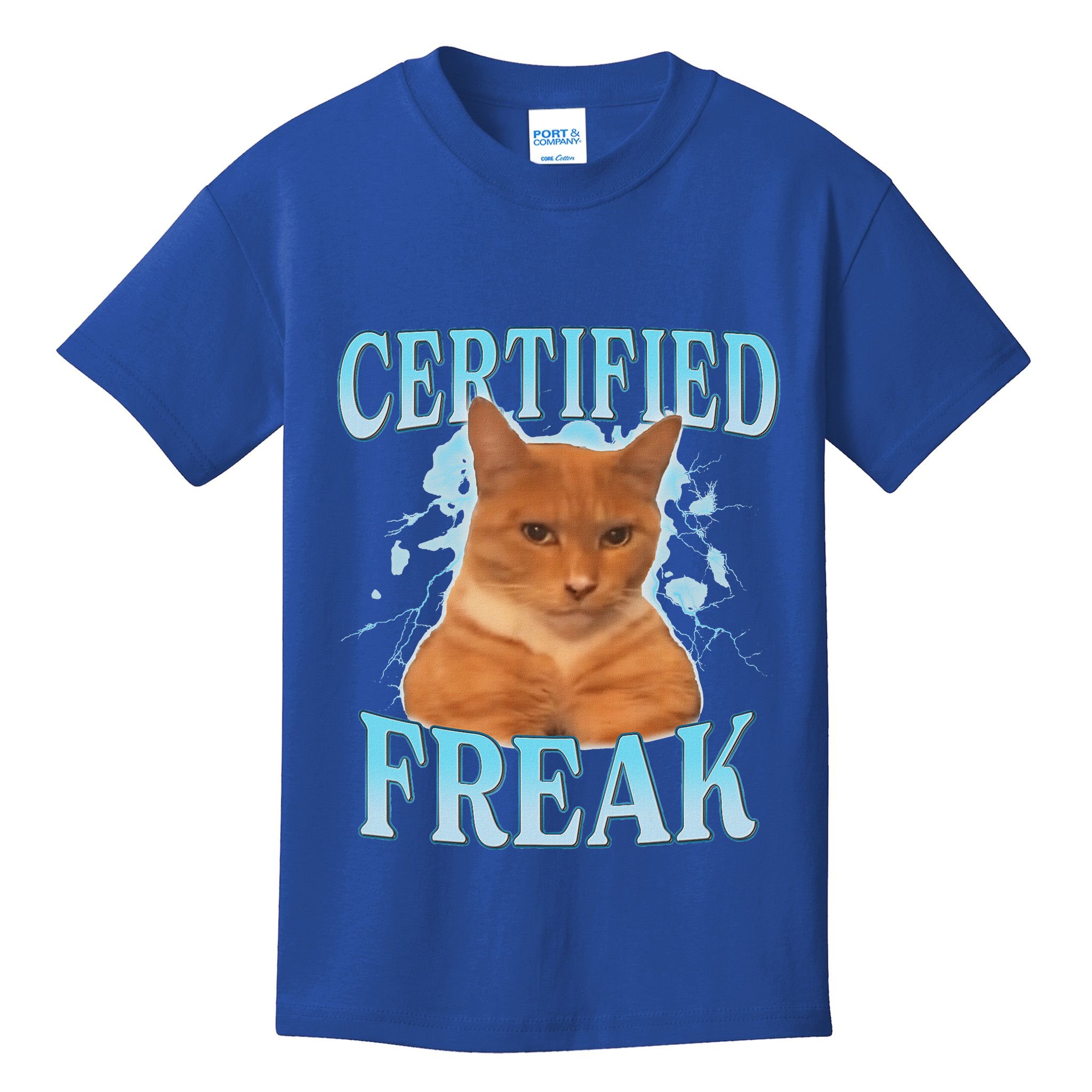 Certified Freak Eat Cement Cursed Cat Kids T-Shirt