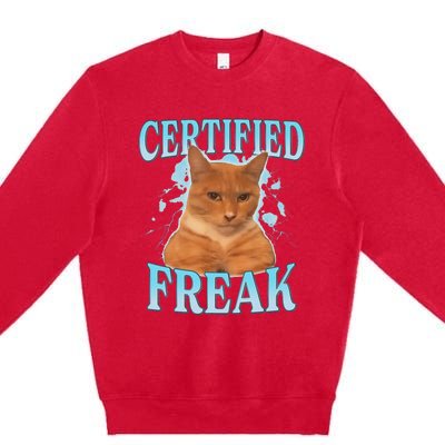 Certified Freak Eat Cement Cursed Cat Premium Crewneck Sweatshirt