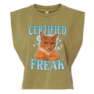 Certified Freak Eat Cement Cursed Cat Garment-Dyed Women's Muscle Tee