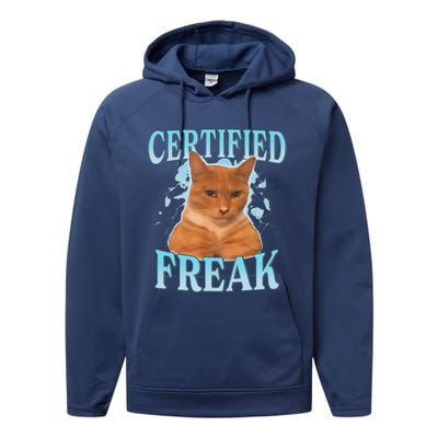 Certified Freak Eat Cement Cursed Cat Performance Fleece Hoodie