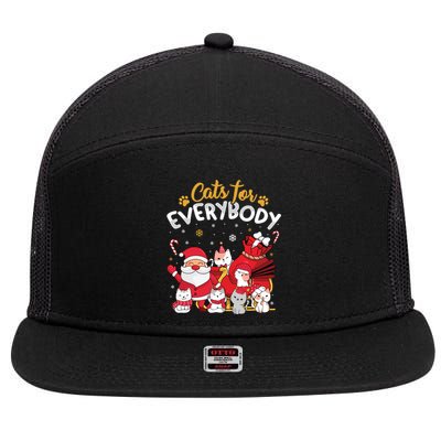 Cats For Everybody Cat Lover Ugly Christmas Sweater Pajama Gift 7 Panel Mesh Trucker Snapback Hat