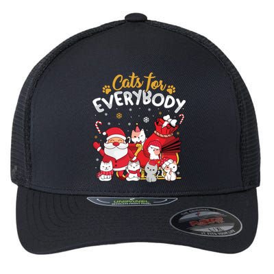 Cats For Everybody Cat Lover Ugly Christmas Sweater Pajama Gift Flexfit Unipanel Trucker Cap