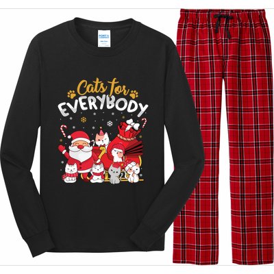 Cats For Everybody Cat Lover Ugly Christmas Sweater Pajama Gift Long Sleeve Pajama Set