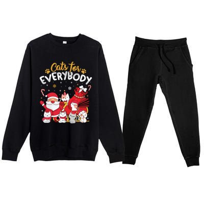 Cats For Everybody Cat Lover Ugly Christmas Sweater Pajama Gift Premium Crewneck Sweatsuit Set