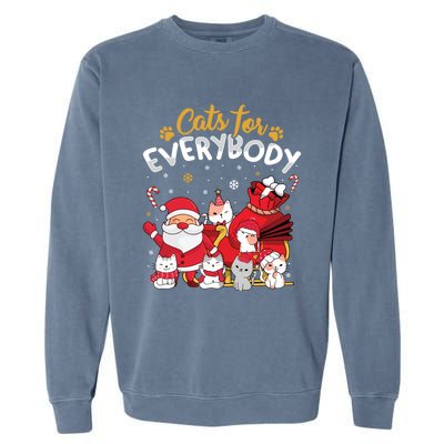 Cats For Everybody Cat Lover Ugly Christmas Sweater Pajama Gift Garment-Dyed Sweatshirt