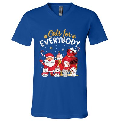 Cats For Everybody Cat Lover Ugly Christmas Sweater Pajama Gift V-Neck T-Shirt