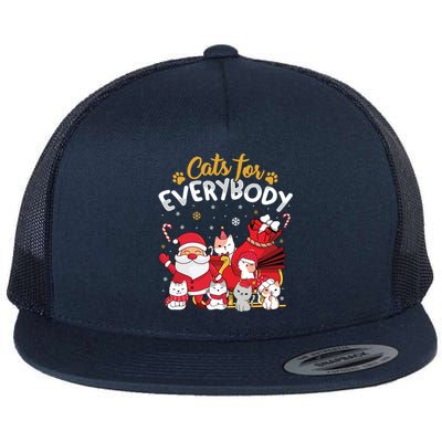 Cats For Everybody Cat Lover Ugly Christmas Sweater Pajama Gift Flat Bill Trucker Hat