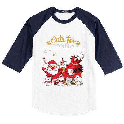 Cats For Everybody Cat Lover Ugly Christmas Sweater Pajama Gift Baseball Sleeve Shirt