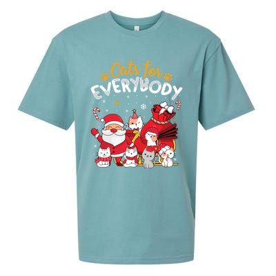 Cats For Everybody Cat Lover Ugly Christmas Sweater Pajama Gift Sueded Cloud Jersey T-Shirt