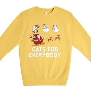 Cats For Everybody Festive Christmas Santa Xmas Funny Ugly  Premium Crewneck Sweatshirt