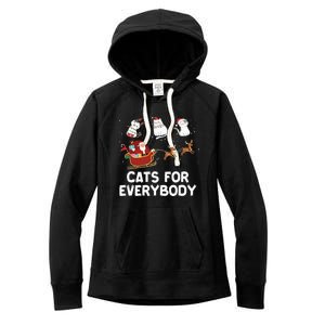 Cats For Everybody Festive Christmas Santa Xmas Funny Ugly  Women's Fleece Hoodie