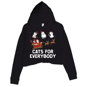 Cats For Everybody Festive Christmas Santa Xmas Funny Ugly  Crop Fleece Hoodie