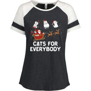 Cats For Everybody Festive Christmas Santa Xmas Funny Ugly  Enza Ladies Jersey Colorblock Tee