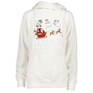 Cats For Everybody Festive Christmas Santa Xmas Funny Ugly  Womens Funnel Neck Pullover Hood