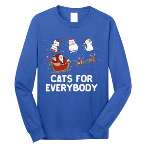 Cats For Everybody Festive Christmas Santa Xmas Funny Ugly  Long Sleeve Shirt