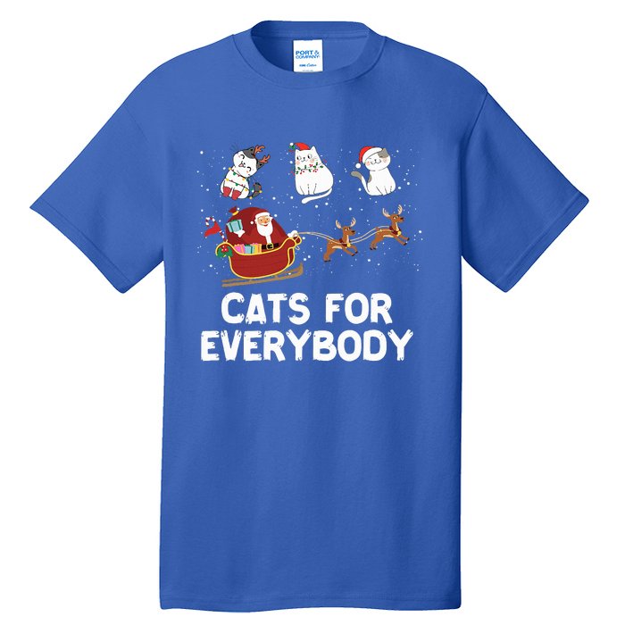 Cats For Everybody Festive Christmas Santa Xmas Funny Ugly  Tall T-Shirt