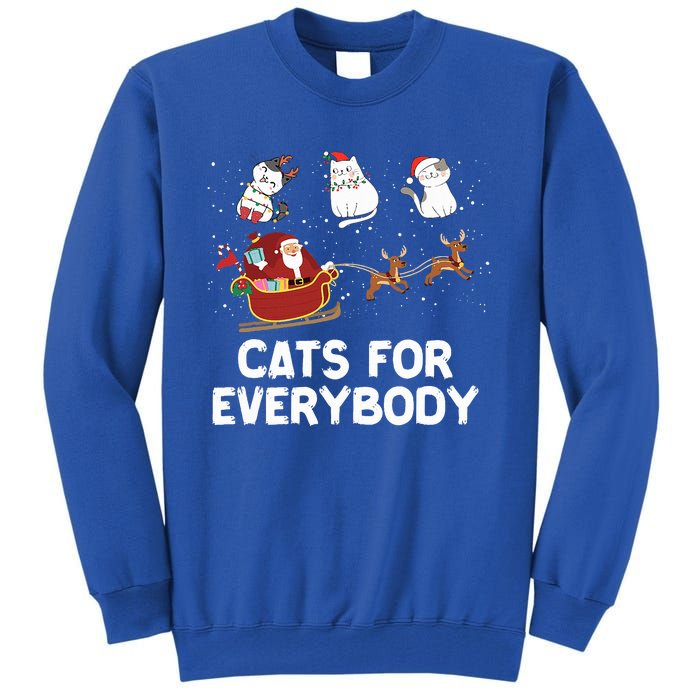 Cats For Everybody Festive Christmas Santa Xmas Funny Ugly  Tall Sweatshirt