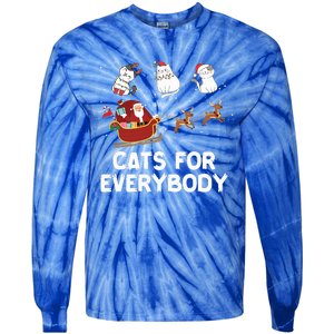 Cats For Everybody Festive Christmas Santa Xmas Funny Ugly  Tie-Dye Long Sleeve Shirt