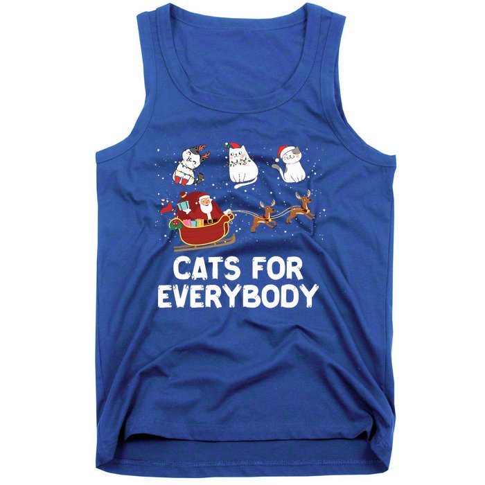 Cats For Everybody Festive Christmas Santa Xmas Funny Ugly  Tank Top