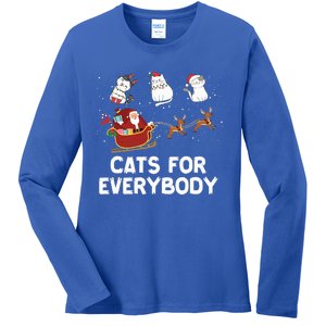 Cats For Everybody Festive Christmas Santa Xmas Funny Ugly  Ladies Long Sleeve Shirt