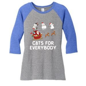 Cats For Everybody Festive Christmas Santa Xmas Funny Ugly  Women's Tri-Blend 3/4-Sleeve Raglan Shirt