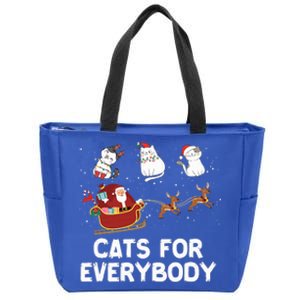 Cats For Everybody Festive Christmas Santa Xmas Funny Ugly  Zip Tote Bag