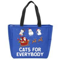 Cats For Everybody Festive Christmas Santa Xmas Funny Ugly  Zip Tote Bag