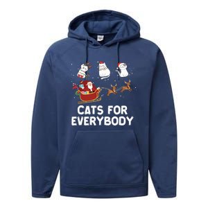 Cats For Everybody Festive Christmas Santa Xmas Funny Ugly  Performance Fleece Hoodie