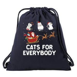 Cats For Everybody Festive Christmas Santa Xmas Funny Ugly  Drawstring Bag