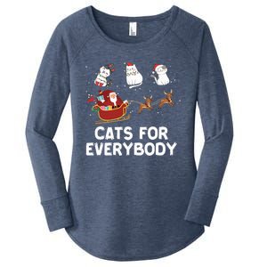 Cats For Everybody Festive Christmas Santa Xmas Funny Ugly  Women's Perfect Tri Tunic Long Sleeve Shirt