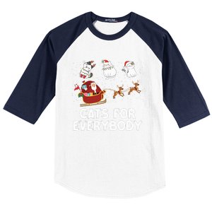 Cats For Everybody Festive Christmas Santa Xmas Funny Ugly  Baseball Sleeve Shirt