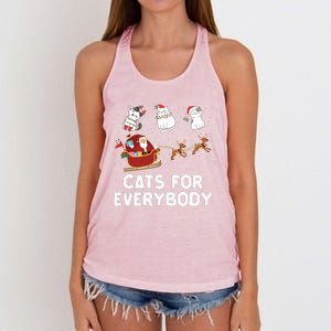 Cats For Everybody Festive Christmas Santa Xmas Funny Ugly  Women's Knotted Racerback Tank