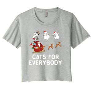 Cats For Everybody Festive Christmas Santa Xmas Funny Ugly  Women's Crop Top Tee