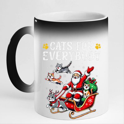 Cats For Everybody Christmas Cat Funny Xmassanta 11oz Black Color Changing Mug