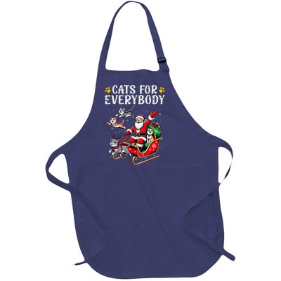 Cats For Everybody Christmas Cat Funny Xmassanta Full-Length Apron With Pockets