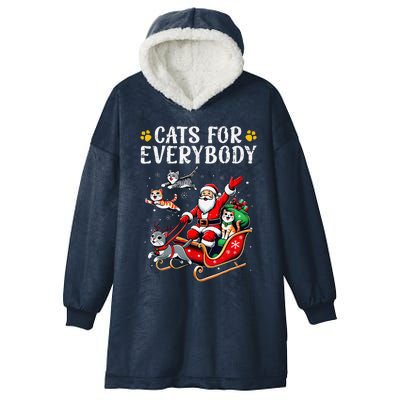 Cats For Everybody Christmas Cat Funny Xmassanta Hooded Wearable Blanket