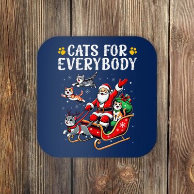 Cats For Everybody Christmas Cat Funny Xmassanta Coaster