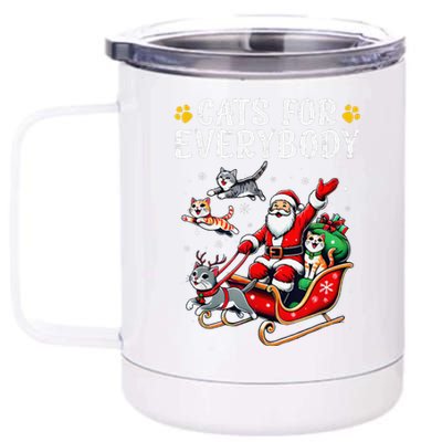 Cats For Everybody Christmas Cat Funny Xmassanta 12 oz Stainless Steel Tumbler Cup