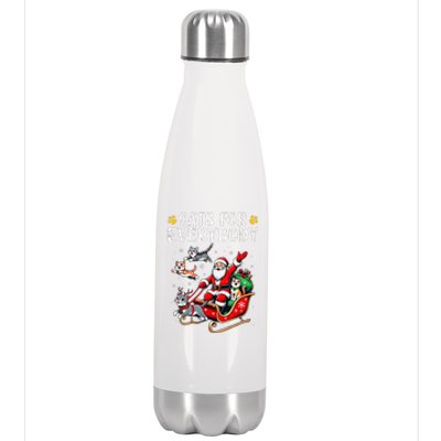 Cats For Everybody Christmas Cat Funny Xmassanta Stainless Steel Insulated Water Bottle