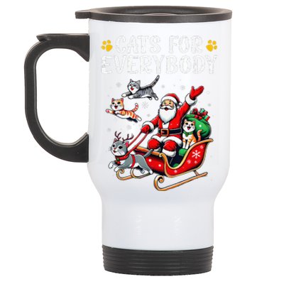 Cats For Everybody Christmas Cat Funny Xmassanta Stainless Steel Travel Mug