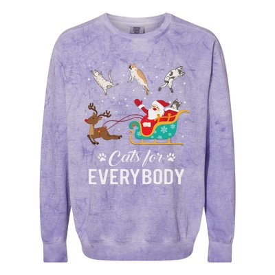 Cats For Everybody Christmas Cat Funny Xmas Santa Women Colorblast Crewneck Sweatshirt