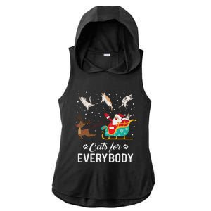 Cats For Everybody Christmas Cat Funny Xmas Santa Women Ladies PosiCharge Tri-Blend Wicking Draft Hoodie Tank