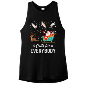 Cats For Everybody Christmas Cat Funny Xmas Santa Women Ladies PosiCharge Tri-Blend Wicking Tank