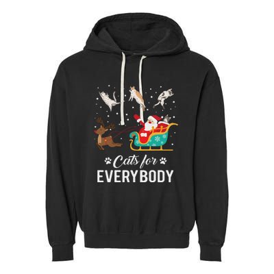 Cats For Everybody Christmas Cat Funny Xmas Santa Women Garment-Dyed Fleece Hoodie