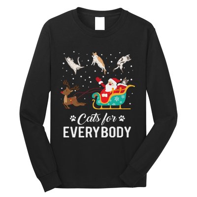 Cats For Everybody Christmas Cat Funny Xmas Santa Women Long Sleeve Shirt